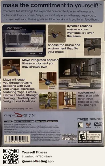 Yourself Fitness PlayStation 2, NTSC box back