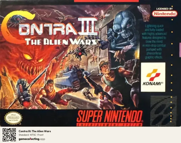 Contra III: The Alien Wars Super Nintendo Entertainment System, NTSC box front