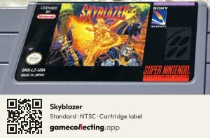 Skyblazer Super Nintendo Entertainment System, NTSC cartridge label