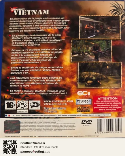Conflict: Vietnam PlayStation 2, France box back