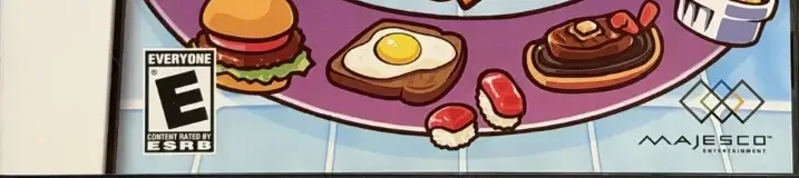 Cooking Mama 3: Shop & Chop, the ESRB box on its front