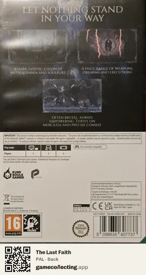 The Last Faith Nintendo Switch, PAL box back