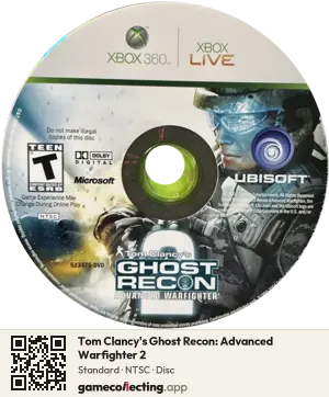 Tom Clancy's Ghost Recon: Advanced Warfighter 2 Xbox 360, NTSC disc