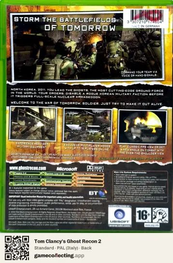 Tom Clancy's Ghost Recon 2 Xbox, Italy box back