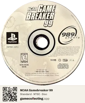 NCAA Gamebreaker 99 PlayStation, NTSC disc