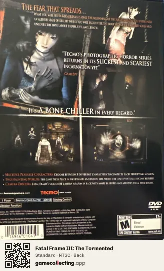 Fatal Frame III: The Tormented PlayStation 2, NTSC box back