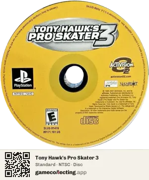 Tony Hawk's Pro Skater 3 PlayStation, NTSC disc