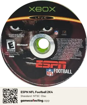 ESPN NFL Football 2K4 Xbox, NTSC disc