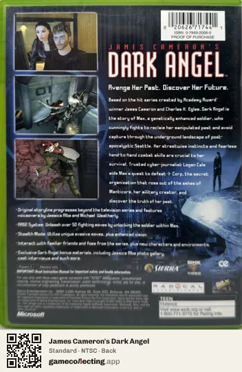 James Cameron's Dark Angel Xbox, NTSC box back