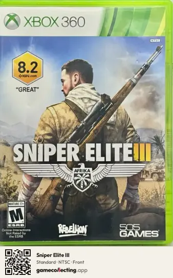 Sniper Elite III Xbox 360, NTSC box front