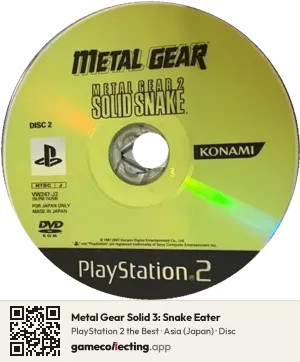 Metal Gear Solid 3: Snake Eater PlayStation 2, Asia disc