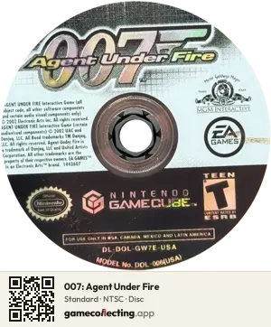 007: Agent Under Fire Nintendo GameCube, NTSC disc
