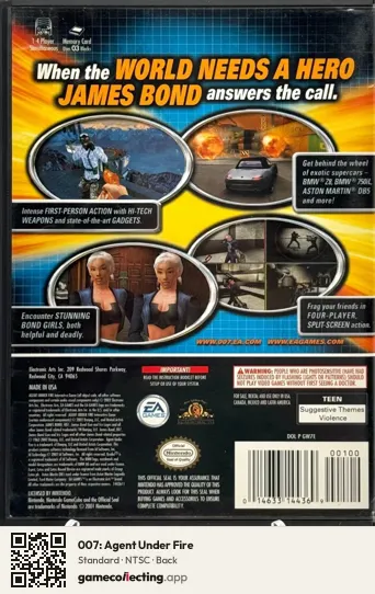 007: Agent Under Fire Nintendo GameCube, NTSC box back