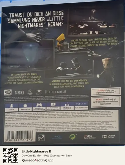 Little Nightmares II PlayStation 4, Germany box back