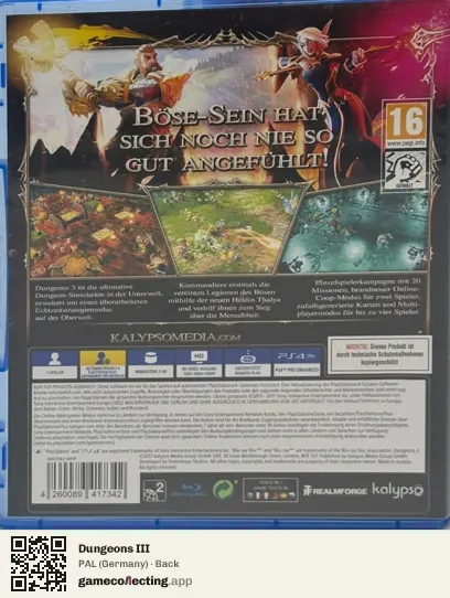 Dungeons III PlayStation 4, Germany box back