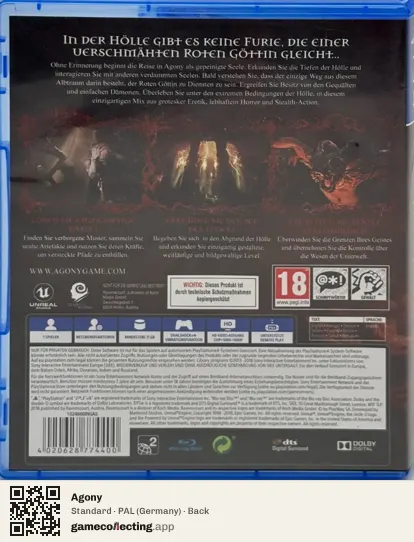 Agony PlayStation 4, Germany box back