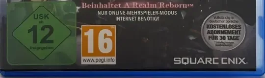 Final Fantasy XIV: A Realm Reborn, the USK square on its front