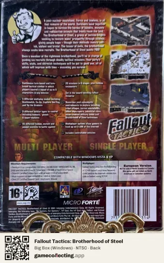 Fallout Tactics: Brotherhood of Steel Computer, NTSC box back