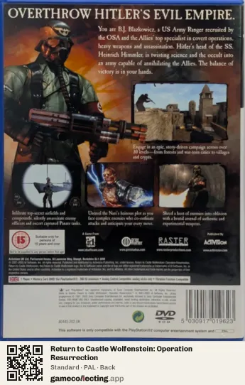 Return to Castle Wolfenstein: Operation Resurrection PlayStation 2, PAL box back