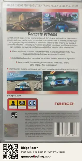 Ridge Racer PlayStation Portable, PAL box back