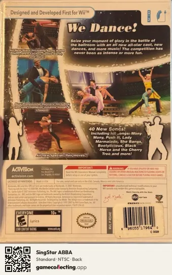 SingStar ABBA PlayStation 2, NTSC box back