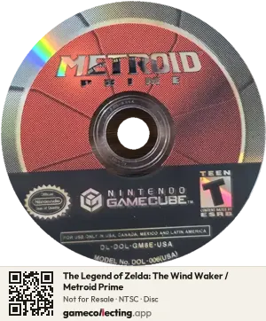The Legend of Zelda: The Wind Waker / Metroid Prime Nintendo GameCube, NTSC disc
