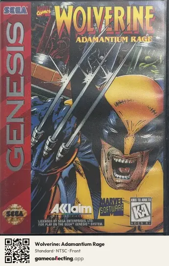 Wolverine: Adamantium Rage Sega Mega Drive / Genesis, NTSC box front