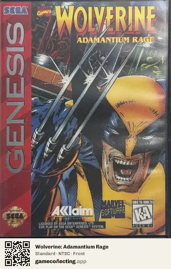 Wolverine: Adamantium Rage Sega Mega Drive / Genesis, NTSC box front