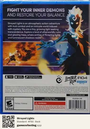 Strayed Lights PlayStation 5, NTSC box back
