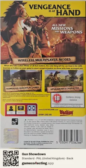 Gun Showdown PlayStation Portable, United Kingdom box back