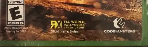 Dirt Rally, the ESRB box on its front