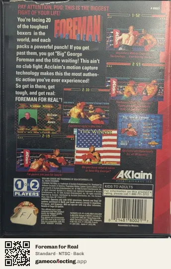 Foreman for Real Sega Mega Drive / Genesis, NTSC box back