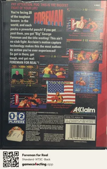 Foreman for Real Sega Mega Drive / Genesis, NTSC box back