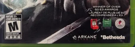 Dishonored, the ESRB box on its front