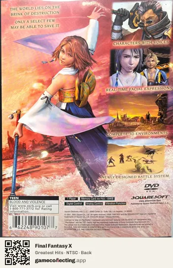 Final Fantasy X PlayStation 2, NTSC box back