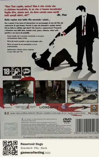 Reservoir Dogs PlayStation 2, PAL box back