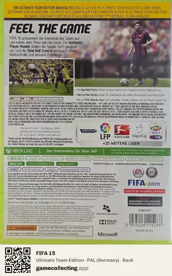 FIFA 15 Xbox 360, Germany box back