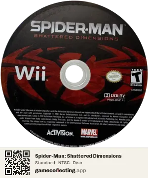 Spider-Man: Shattered Dimensions Nintendo Wii, NTSC disc