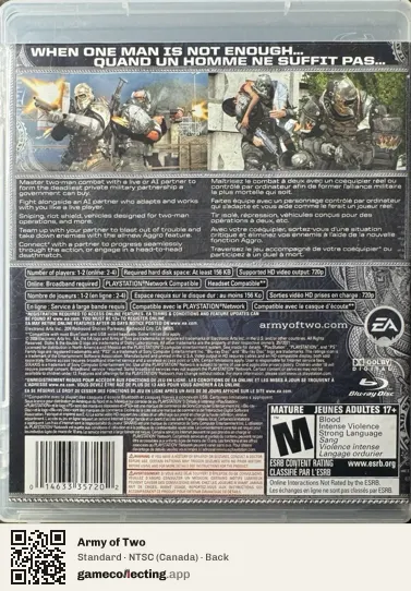 Army of Two PlayStation 3, Canada box back