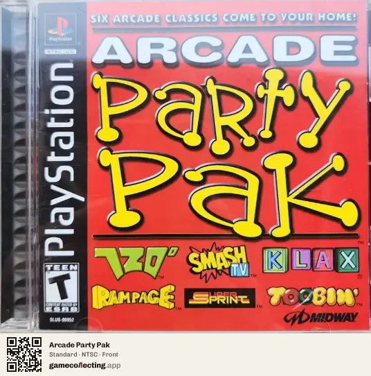 Arcade Party Pak PlayStation, NTSC box front