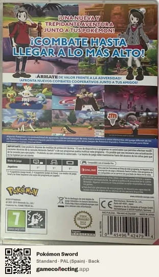 Pokémon Sword Nintendo Switch, Spain box back