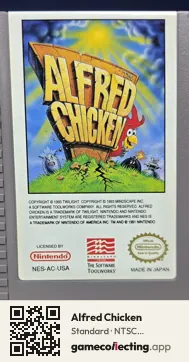 Alfred Chicken Nintendo Entertainment System, NTSC cartridge label