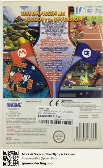 Mario & Sonic at the Olympic Games Nintendo Wii, Spain box back