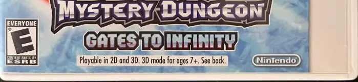 Pokémon Mystery Dungeon: Gates to Infinity, the ESRB box on its front
