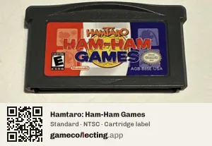 Hamtaro: Ham-Ham Games Game Boy Advance, NTSC cartridge label