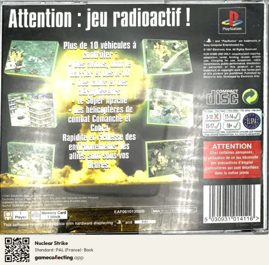 Nuclear Strike PlayStation, France box back