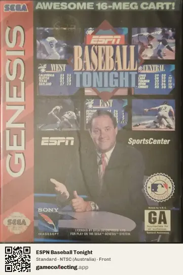 ESPN Baseball Tonight Sega Mega Drive / Genesis, Australia box front