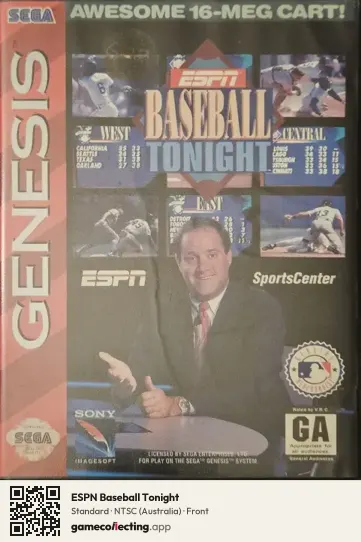 ESPN Baseball Tonight Sega Mega Drive / Genesis, Australia box front