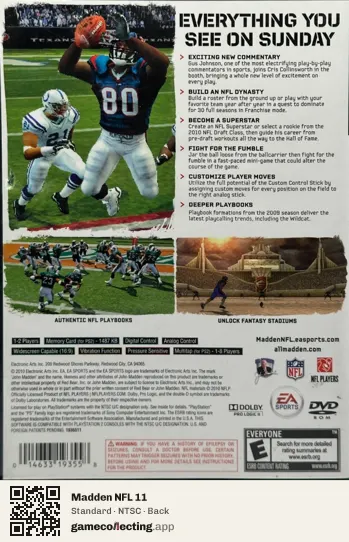 Madden NFL 11 PlayStation 2, NTSC box back