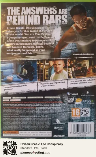 Prison Break: The Conspiracy Xbox 360, PAL box back
